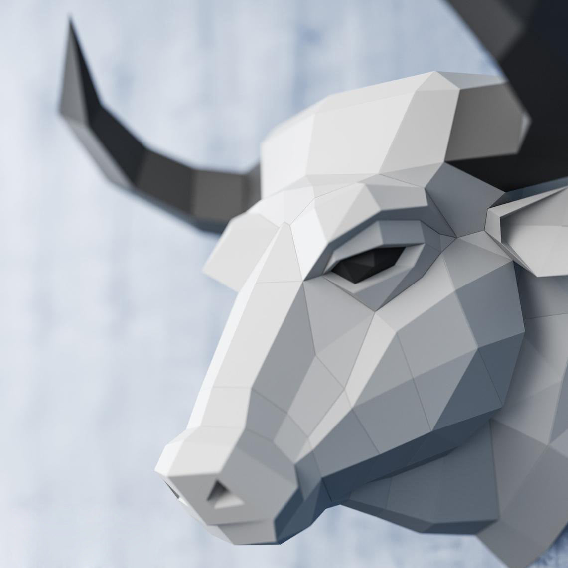 3D Bull Head Wall Hanging Paper Model Toys