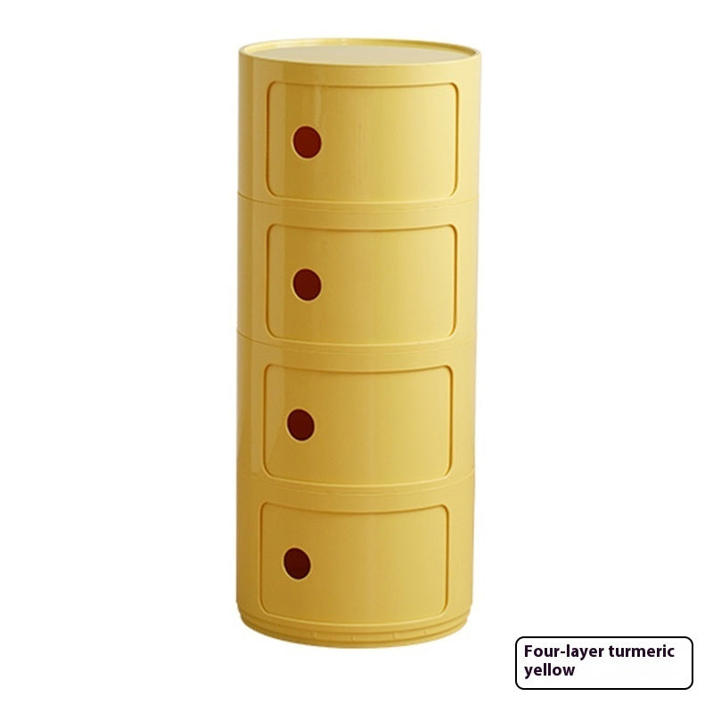 Round Bedside Table Modern Plastic Storage Cabinet Multi-layer Small Side Cabinet Living Room Locker