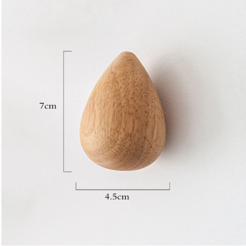 Solid Wood Water Drop Coat Hook Clothes Hook No Punching On Walls Raindrop Creative Clothes Hook Adhesive