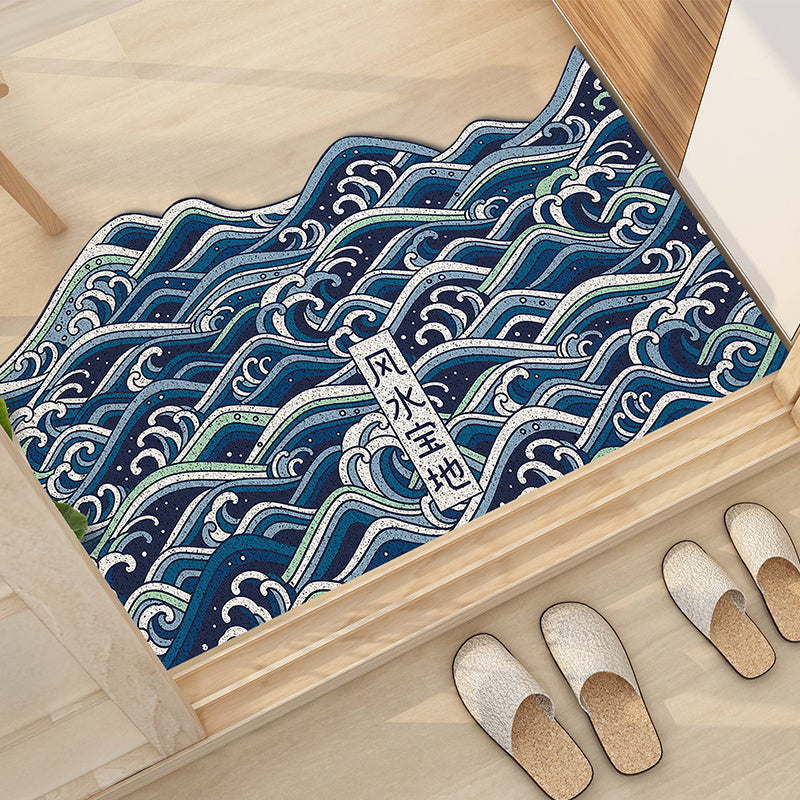 Downwind And Smooth Sea Wave Japanese Silk Circle Entry Door Mat