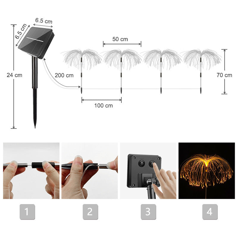 Solar Fiber LED Jellyfish Ground Light