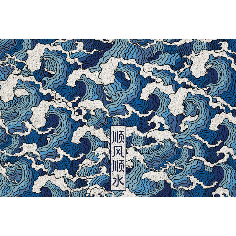 Downwind And Smooth Sea Wave Japanese Silk Circle Entry Door Mat