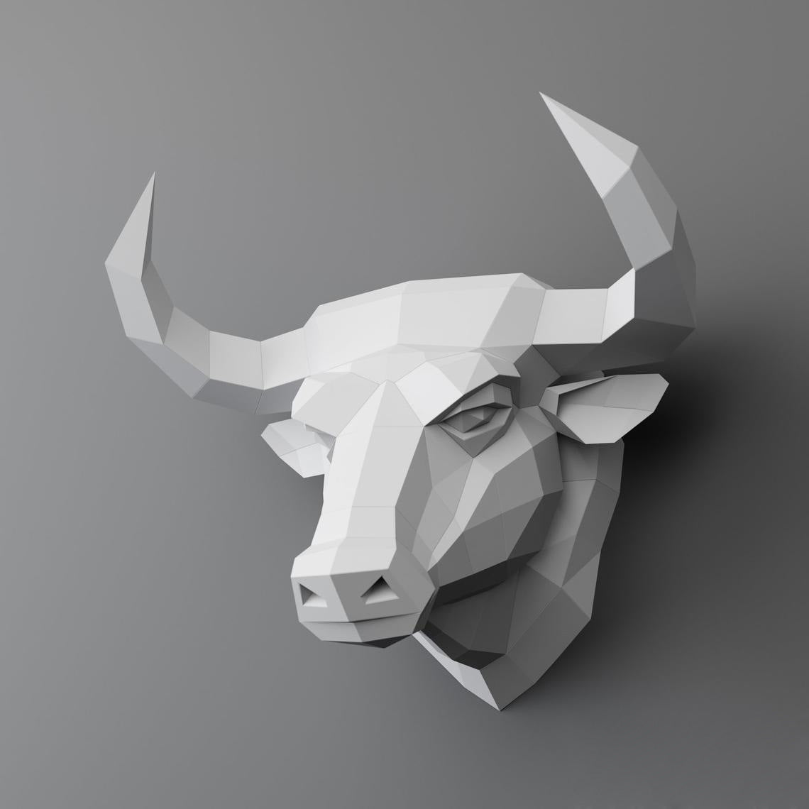 3D Bull Head Wall Hanging Paper Model Toys