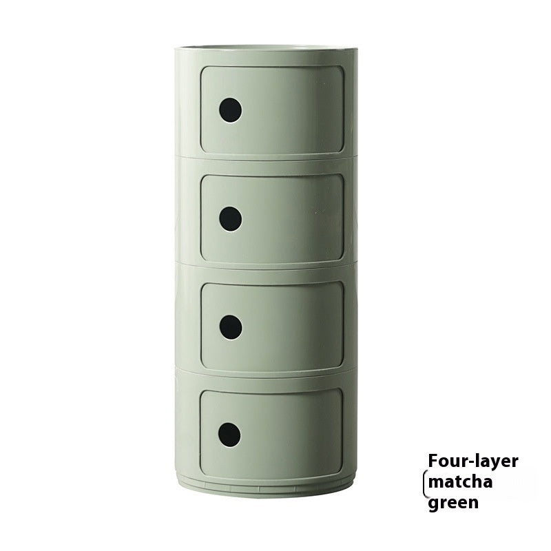 Round Bedside Table Modern Plastic Storage Cabinet Multi-layer Small Side Cabinet Living Room Locker