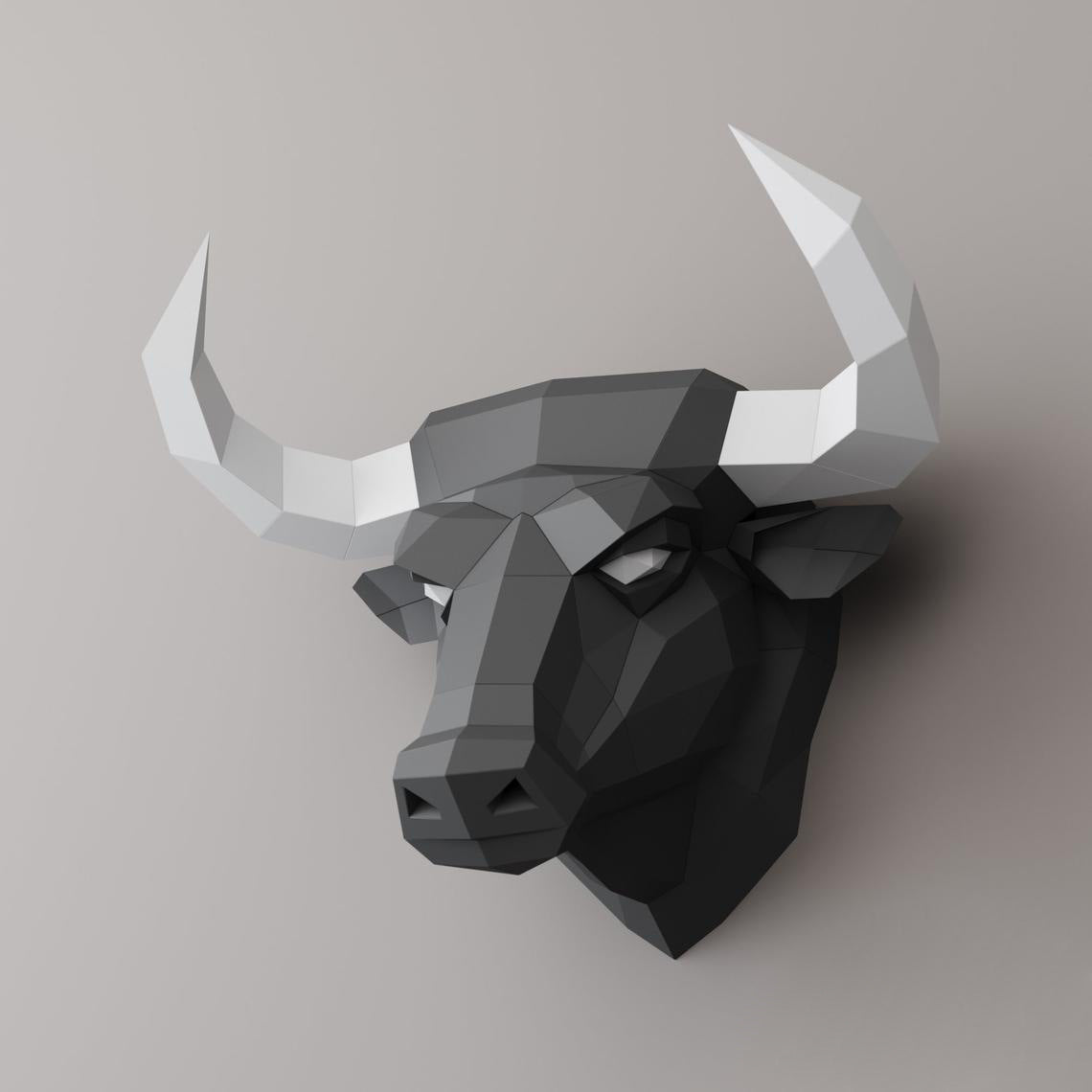 3D Bull Head Wall Hanging Paper Model Toys