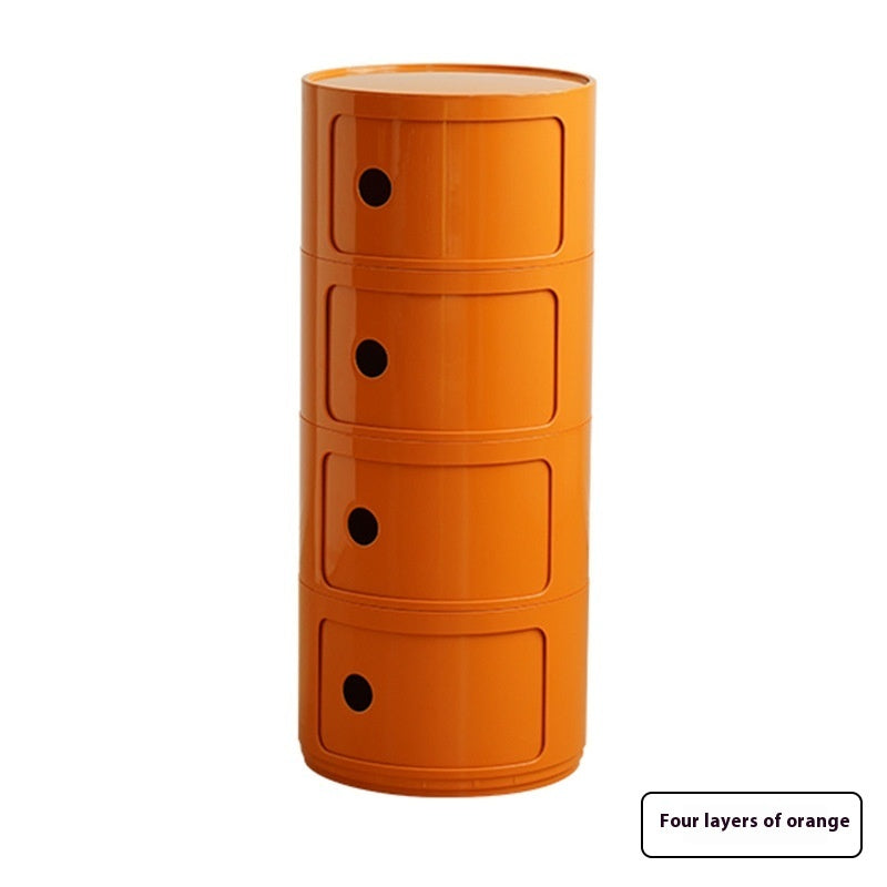 Round Bedside Table Modern Plastic Storage Cabinet Multi-layer Small Side Cabinet Living Room Locker