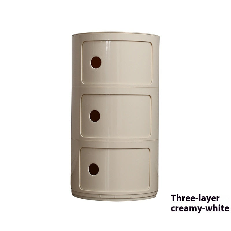 Round Bedside Table Modern Plastic Storage Cabinet Multi-layer Small Side Cabinet Living Room Locker