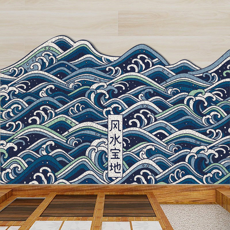 Downwind And Smooth Sea Wave Japanese Silk Circle Entry Door Mat