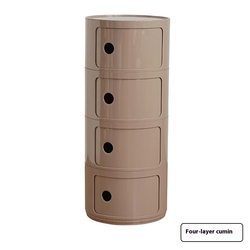 Round Bedside Table Modern Plastic Storage Cabinet Multi-layer Small Side Cabinet Living Room Locker