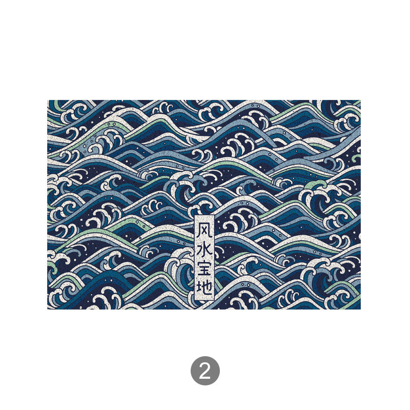 Downwind And Smooth Sea Wave Japanese Silk Circle Entry Door Mat