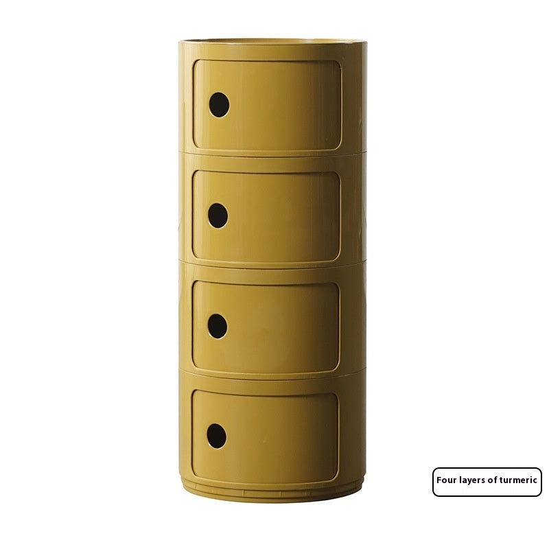 Round Bedside Table Modern Plastic Storage Cabinet Multi-layer Small Side Cabinet Living Room Locker